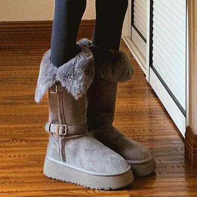 Женские утепленные зимние теплые сноубутсы из шерсти и меха больших размеров, водонепроницаемые ботильоны, нескользящие ботинки для хайкинга, альпинизма, спортивные хлопковые ботинки