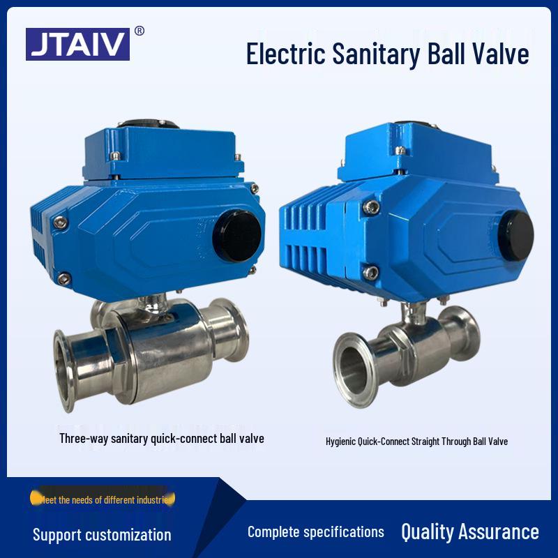 Explosion-Proof Electric Three-Way Ball Valve, 304 Stainless Steel, Manual/Automatic, Quick-Connect, Sanitary.
