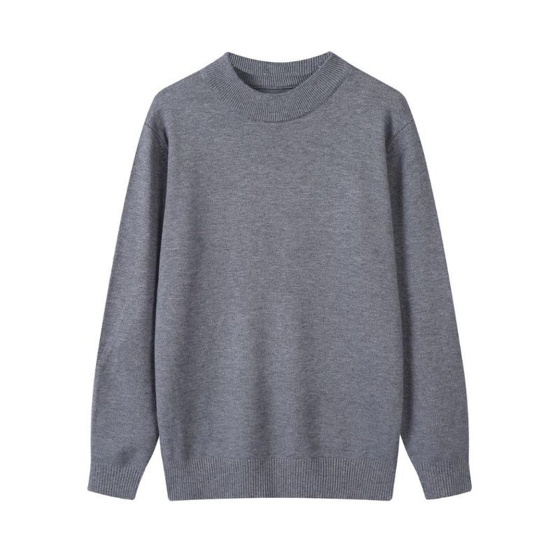Autumn and Winter New Solid Color Simple Round Neck Imitation Cashmere Sweater Men's Loose Casual Warm Top Women