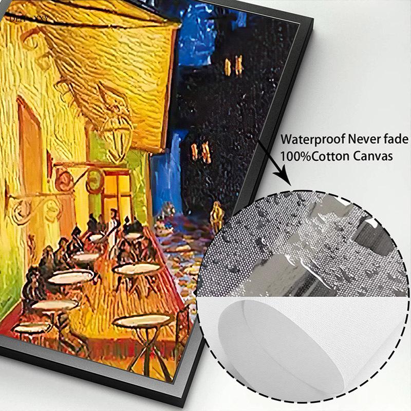 Знаменитая картина Ван Гога Кафе ночью Репродукция искусства Напечатано на холсте Настенное искусство Постер и картины для декора дома и комнаты