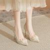 Bridal Wedding Dress Stiletto Wedding Shoes Women Are Not Tired Feet Waterproof Table High Heels Rhinestone Flower Shallow Mouth Stiletto Shoes