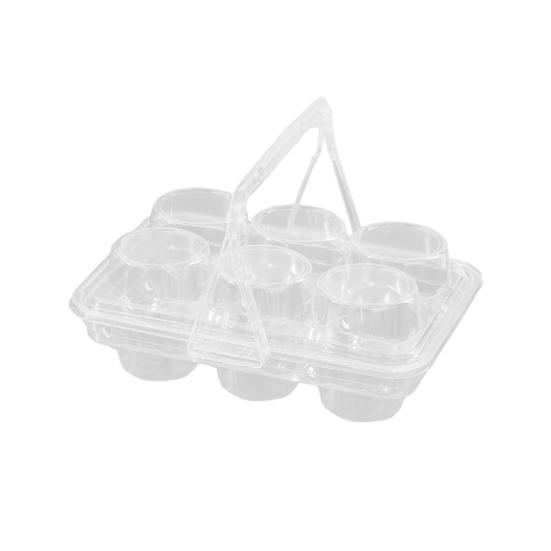 10Pcs Clear Cupcake Holders with Handle Lid Portable Cupcake Transport Rack Reusable Cake Carriers for Packaging 6 Slot Mini Desserts Box for