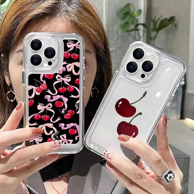 Чехол на весь экран Красная вишня для IPhone 16 15 14 13 12 11 Pro Max X XR XS 7 8 Plus SE Для IPhone 16 15 14 Plus Чехол Funda