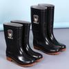 Men's rain shoes high tube short rain boots waterproof and non-slip thickened fleece cover acid and alkali resistant extra high water shoes