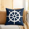 Navy Blue Nautical Ocean Boat Anchor Cushion Cover Silky Short Plush Invisible Zipper Dustproof Sofa Pillow Case For Home Decor