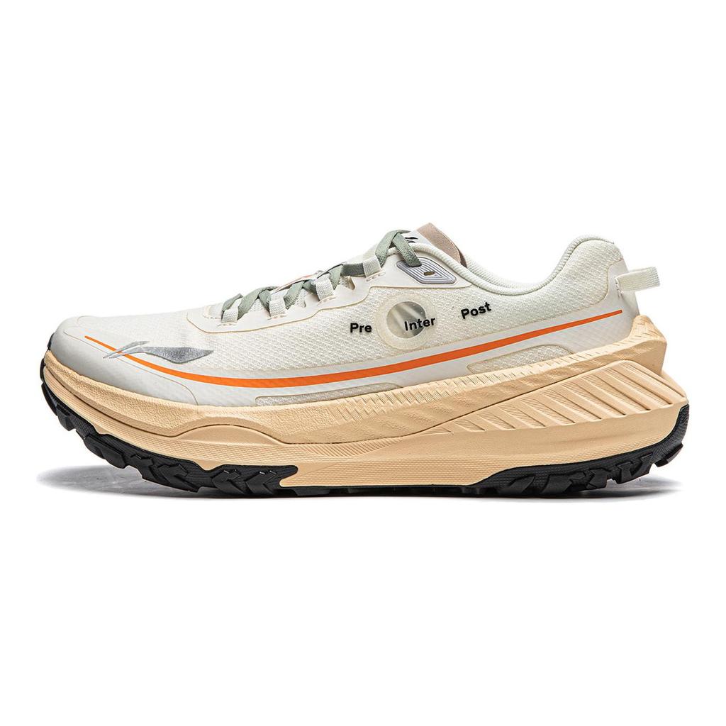 Li Ning x SOULLAND Ткань Dilu Амортизация Нескользящие Износостойкие Упругие Низкие Беговые Кроссовки Мужские Бежевый ARNU003-22