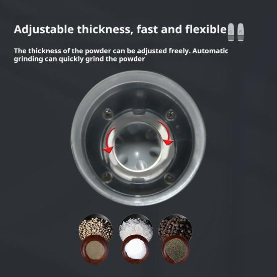 Электрическая мельница для соли и перца, емкость 6 унций, регулируемая степень помола, перечница со светодиодной подсветкой, мельница для специй, управляемая одной рукой