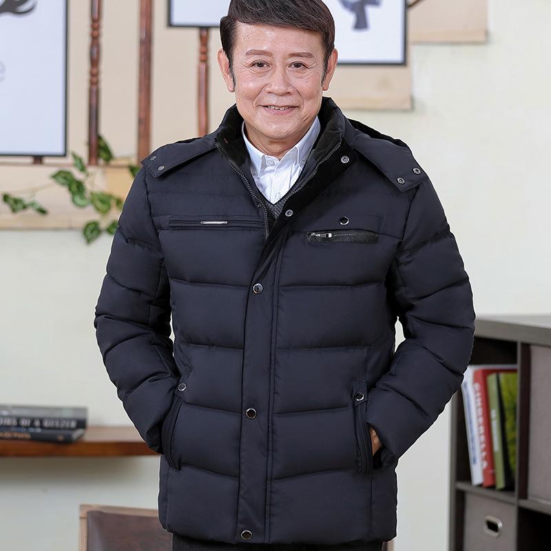 Winter Coat Middle-aged and Elderly Men's Cotton Coat Plus Velvet Thick Warm Cotton Coat Middle-aged Men's Coat