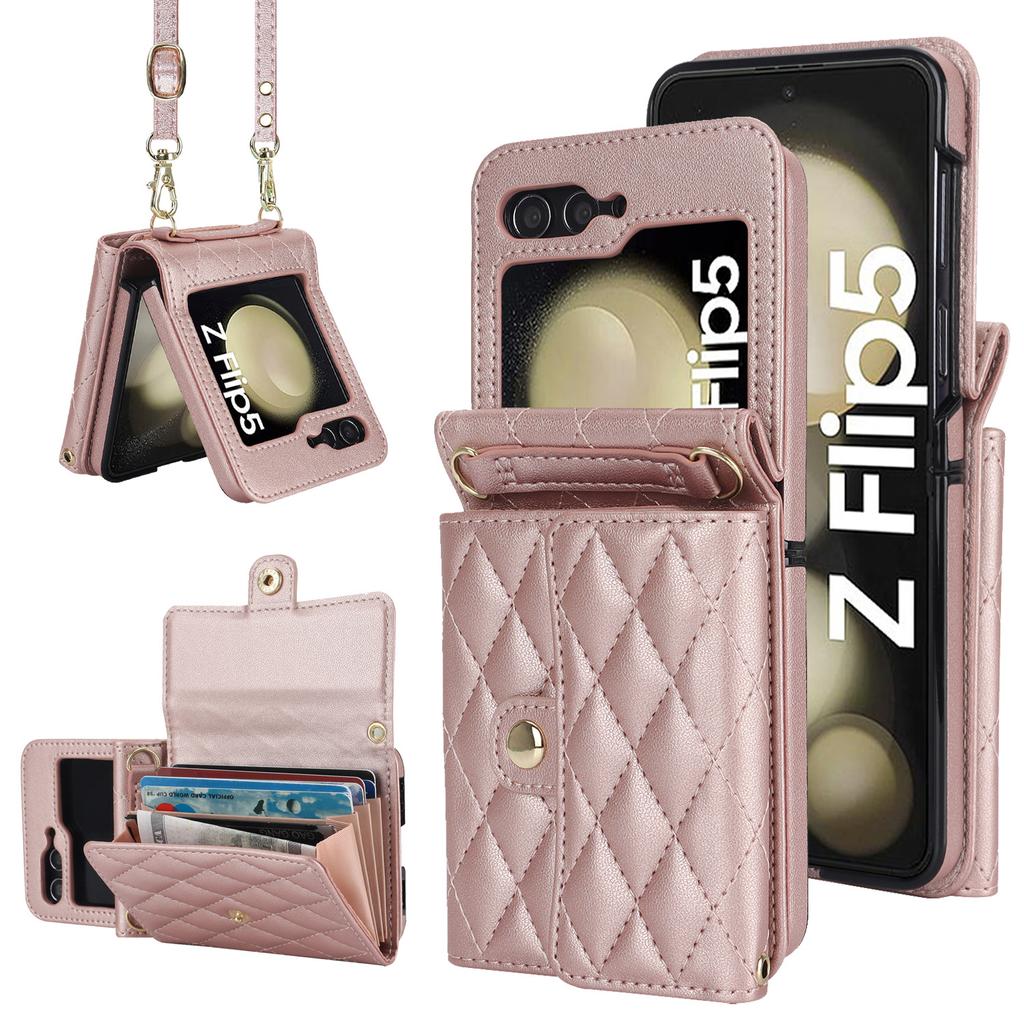 Подходит для Samsung Zflip5 Xiaoxiangfeng Ромбовидная сумка-кошелек чехол для мобильного телефона zflip4 нишевый полноразмерный противоударный чехол