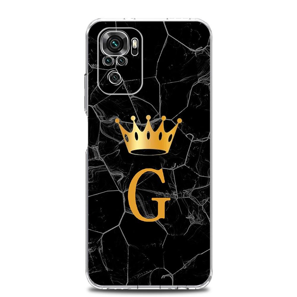 Чехол для телефона Xiaomi Redmi Note 13 12 5G 9S 9 8 10 11 Pro Plus 4G 9T 13C 12C10C 9C 9A 7 прозрачный чехол с изображением короны и букв от A до Z
