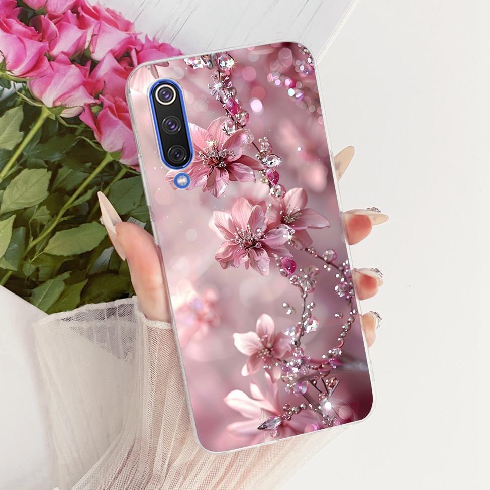 Transparent Cover For Xiaomi Mi 9 SE Case Cute Cat Luxury Fashion Butterfly Funny Painted Casing M1903F2G