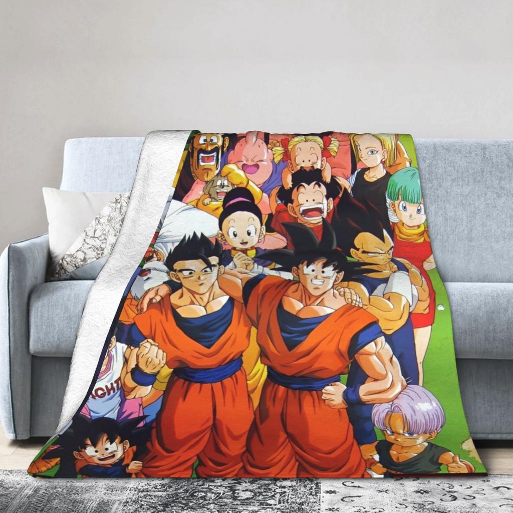 DBZ Сон Гоку Аниме Пледы Фланелевые Винтажные Теплые Пледы для Дома Все Сезоны,