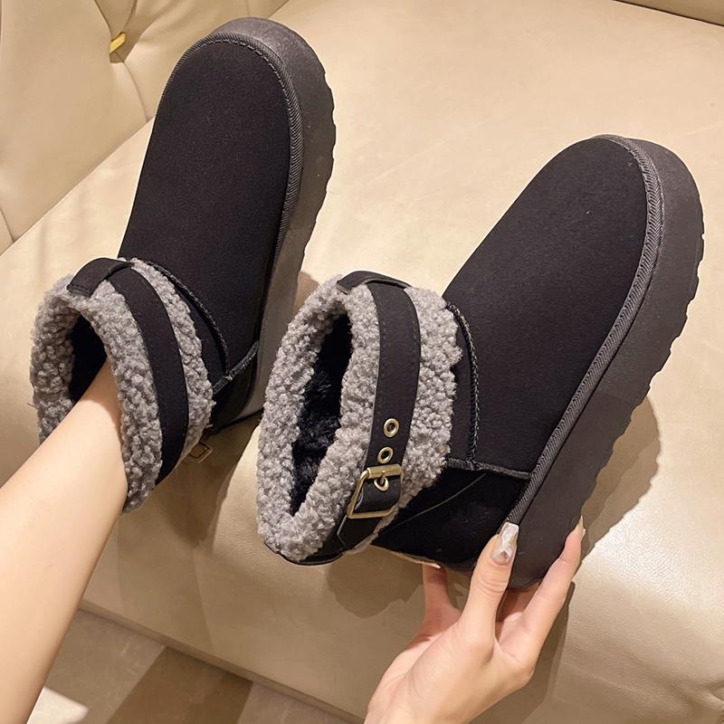 Модные женские однотонные зимние ботинки на платформе из искусственной замши с утолщенным плюшем, теплые ботильоны для женщин с толстой подошвой, удобные зимние ботинки