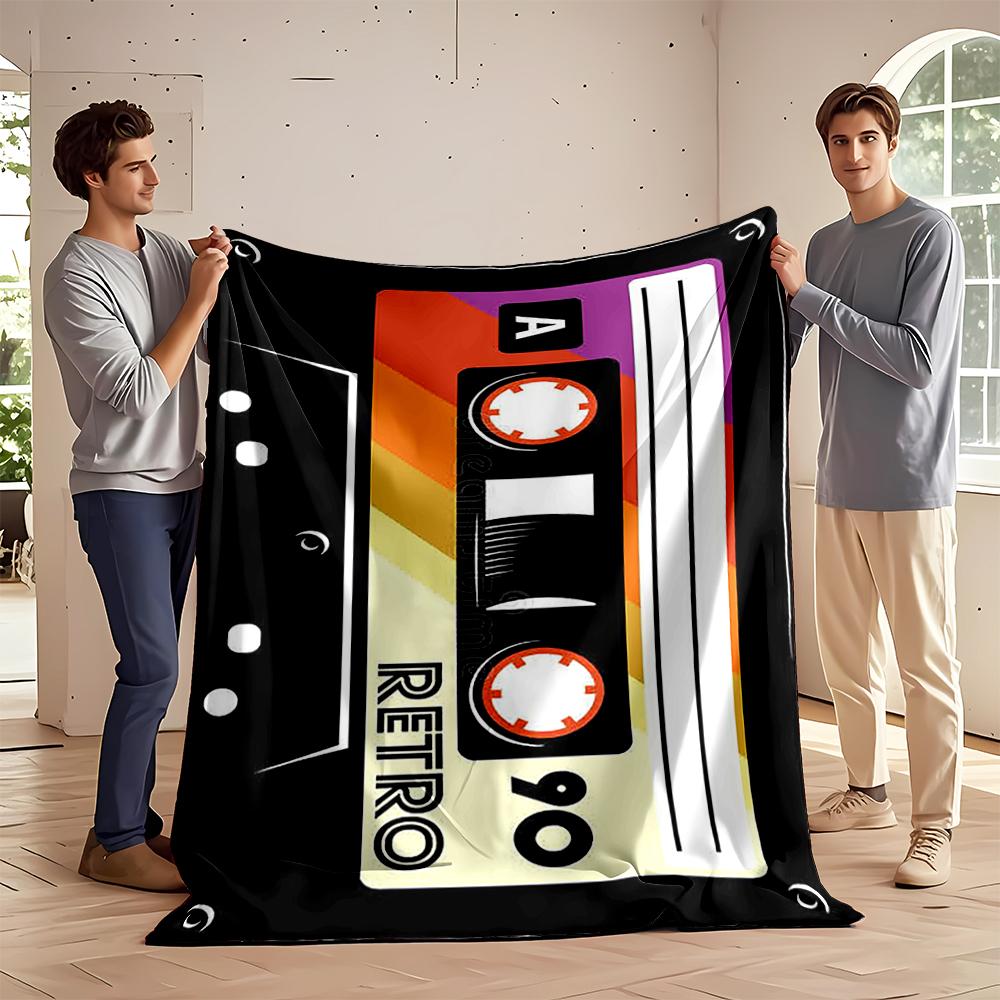 Retro Cassette Tape Graphic Design Blanket Flannel blanket for bedroom, living room, sofa, and nap sofas.