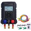 Digital Manifold Gauge HVAC Refrigerant Digital AC Gauge Set with 2 Thermometer Clamps for R22/R410A/R134A/1234YF Charging Kit