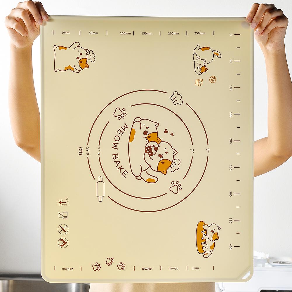 Противоскользящий коврик для замешивания и выпечки из пищевого силикона со скалкой и скребком