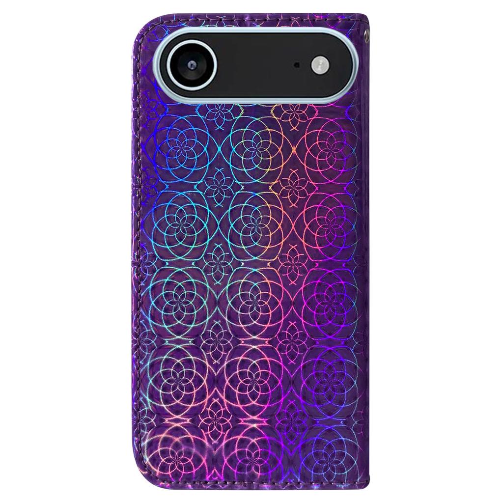 For iPhone 17 Air Stand Case Dazzling Flower Leather Phone Cover with Wrist Strap