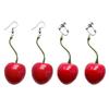 3D Серьги-подвески в виде красной вишни, пластиковые фрукты, милые забавные клипсы для ушей для женщин, девочек, кисточки, эстетические украшения