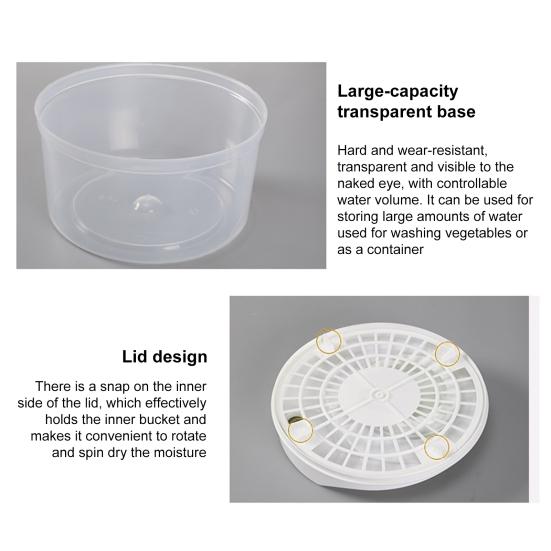 Центрифуга для обжарки салата, овощей, фруктов, миска для мытья салата, большая емкость, без BPA, двухслойная, съемная, ручная центрифуга для обжарки салата