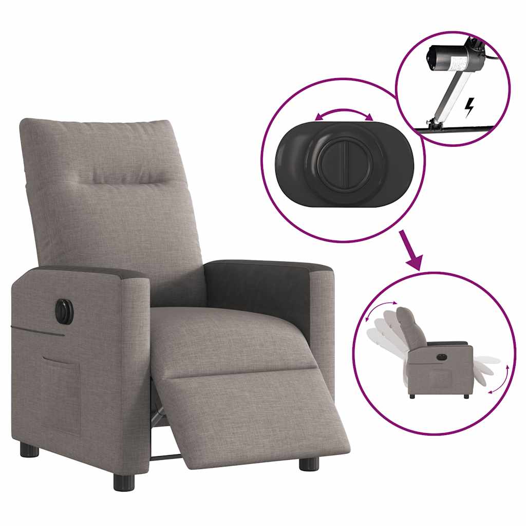 Electric Recliner Chair Taupe Fabric