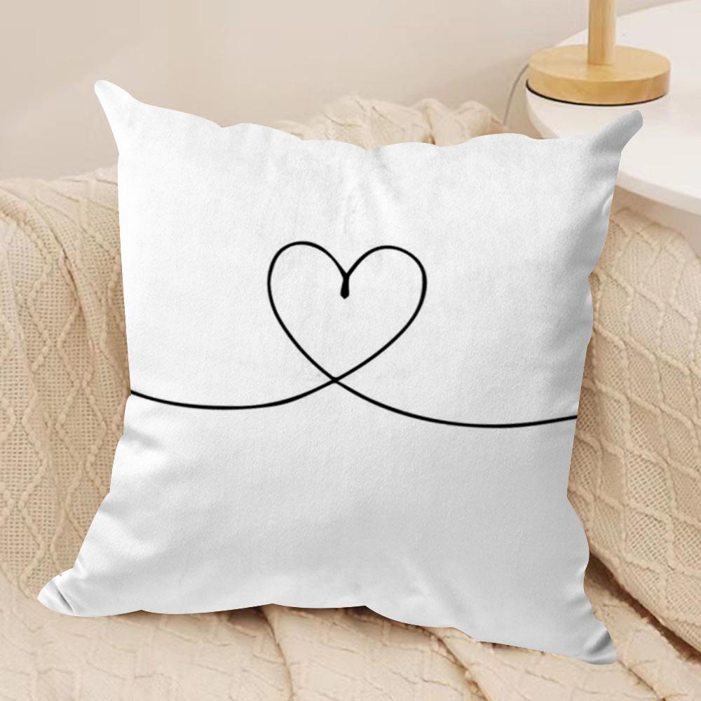 Black White Couple Line Cushion Cover Soft Plush Fabric DoubleSided Printed Sofa Cushion Cover for All Seasons Home Decor Gift