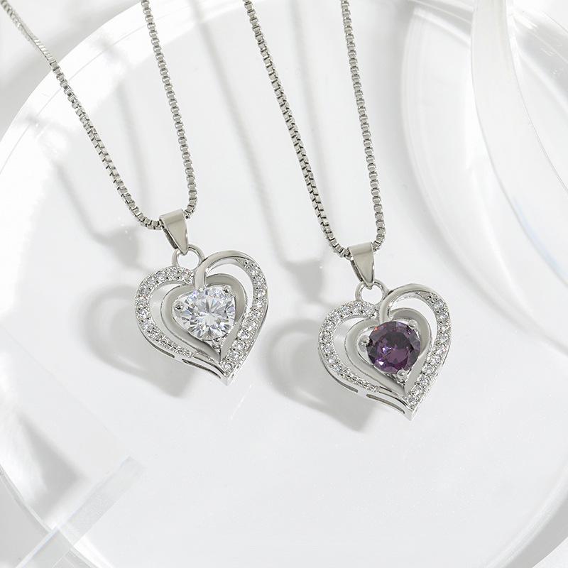 Ожерелье «Сердце Океана» на День святого Валентина для девушки, простое ожерелье с кулоном в форме сердца, ожерелье с двойным сердцем