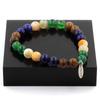 Stones and Minerals. Lapis Lazuli Pearl Bracelet + Green Agate + Bamboo Leaf Agate + Made In France.