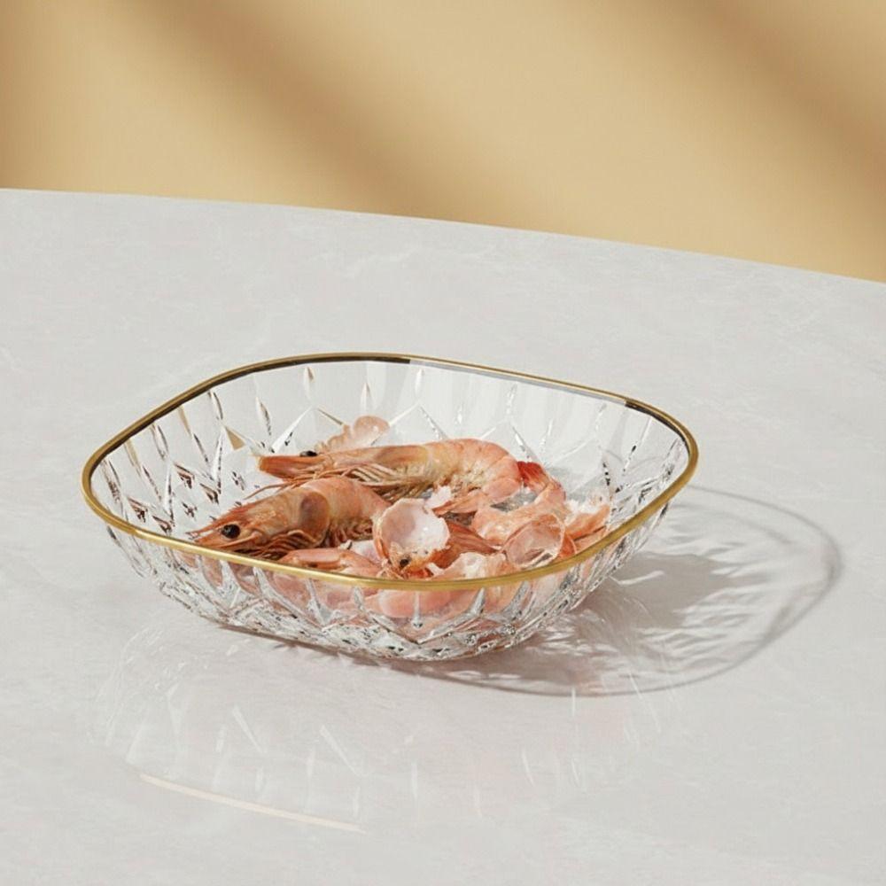 5PCS Golden Trim Snack Plate Square Dining Table Waste Dish Multi-functional Appetizer Plate Fruit