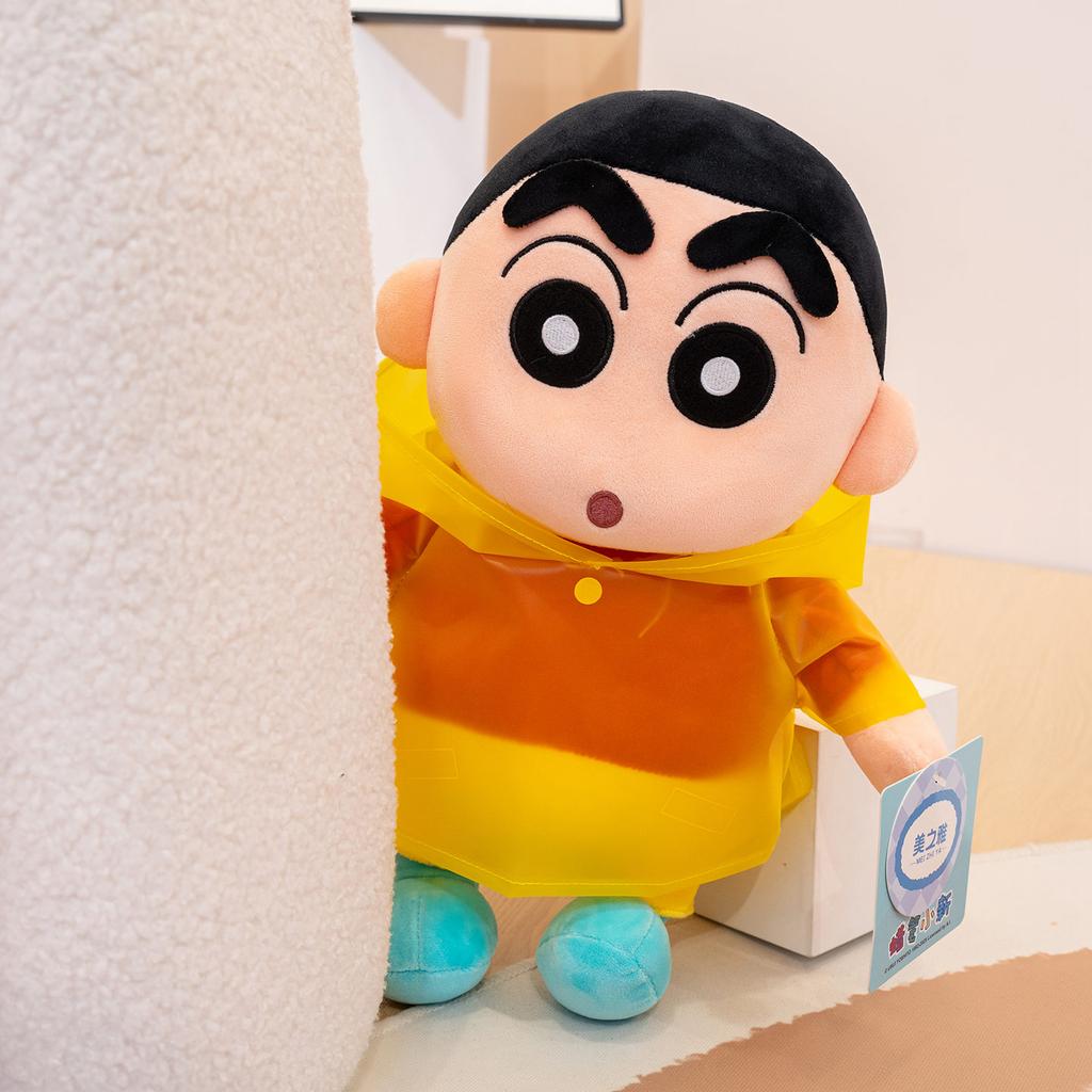 Оригинальные плюшевые игрушки Crayon Shin Chan в дождевике, мягкие, приятные на ощупь, в японском стиле, аниме, каваи, кукла, рождественские подарки для девочки