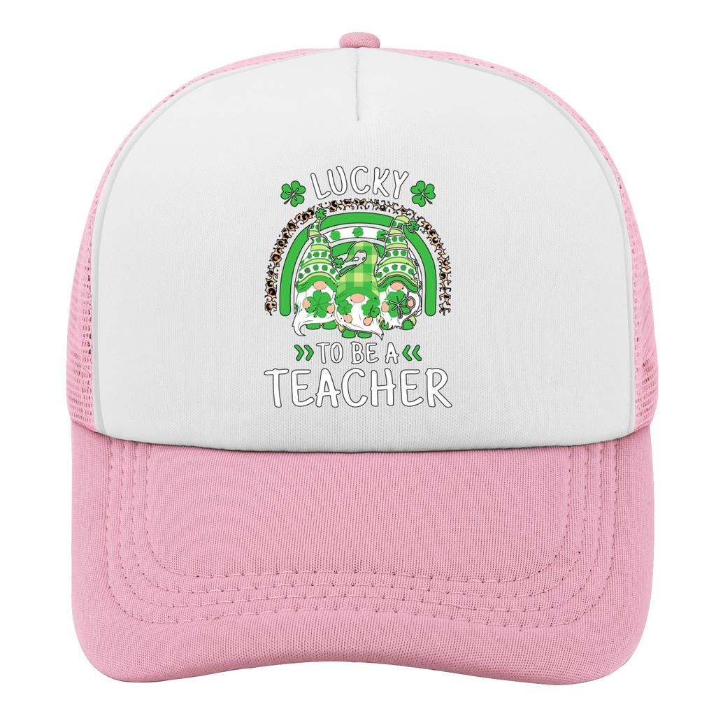 Lucky Gnomes Teacher St Patrick Day Trucker Hat Polyester Adjustable Casual Unisex Cap