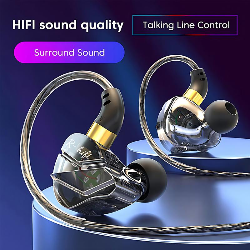 VAORLO Оригинальные проводные наушники 9D HIFI с мощными басами и микрофоном для спорта, игр и музыки
