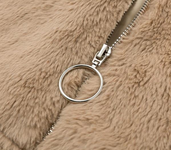 Women Autumn Winter Rabbit Fur Zipper Hooded Coat Warm Plush Cardigan Sweaters Solid Color Jacket Fashion Hoodies for Ladies