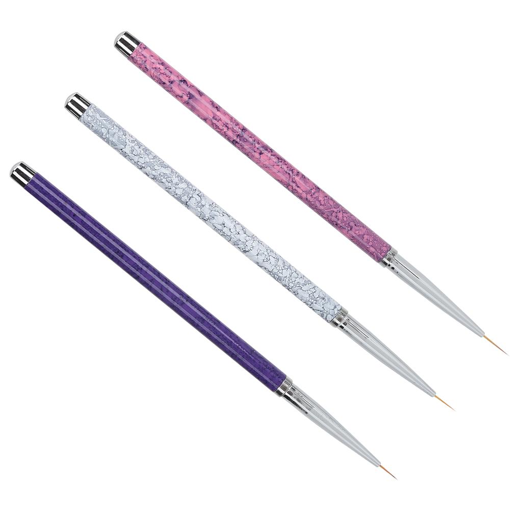 Набор из 3 кистей для дизайна ногтей, кистей для рисования и дизайна ногтей (Ручка под мрамор)