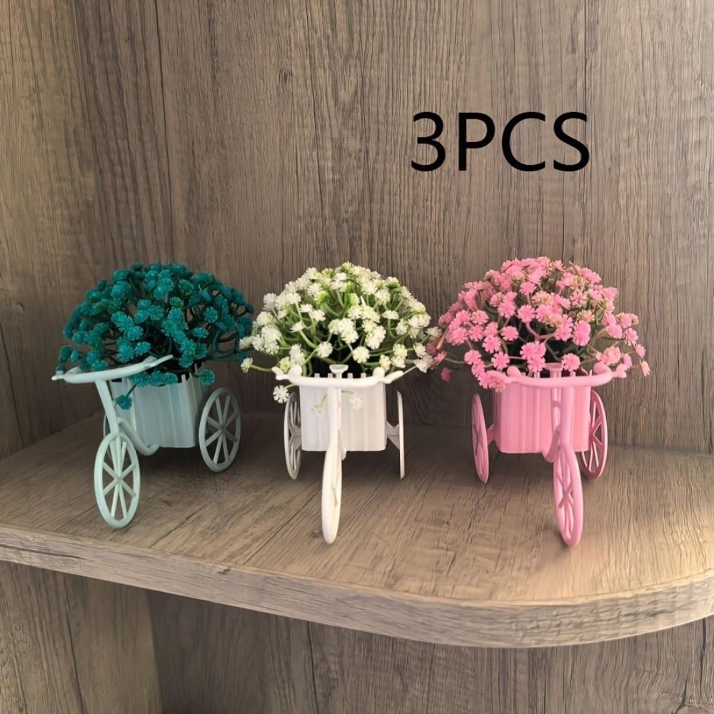 Country tyle Mini Bicycle Ornaments Miniature Garden Artificial Green Plants Wedding Decor