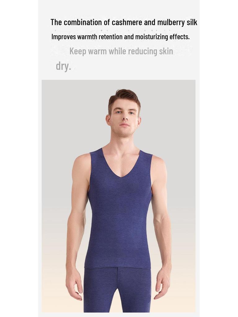 Бесшовный антибактериальный бархатный кашемировый теплый жилет класса А для мужчин