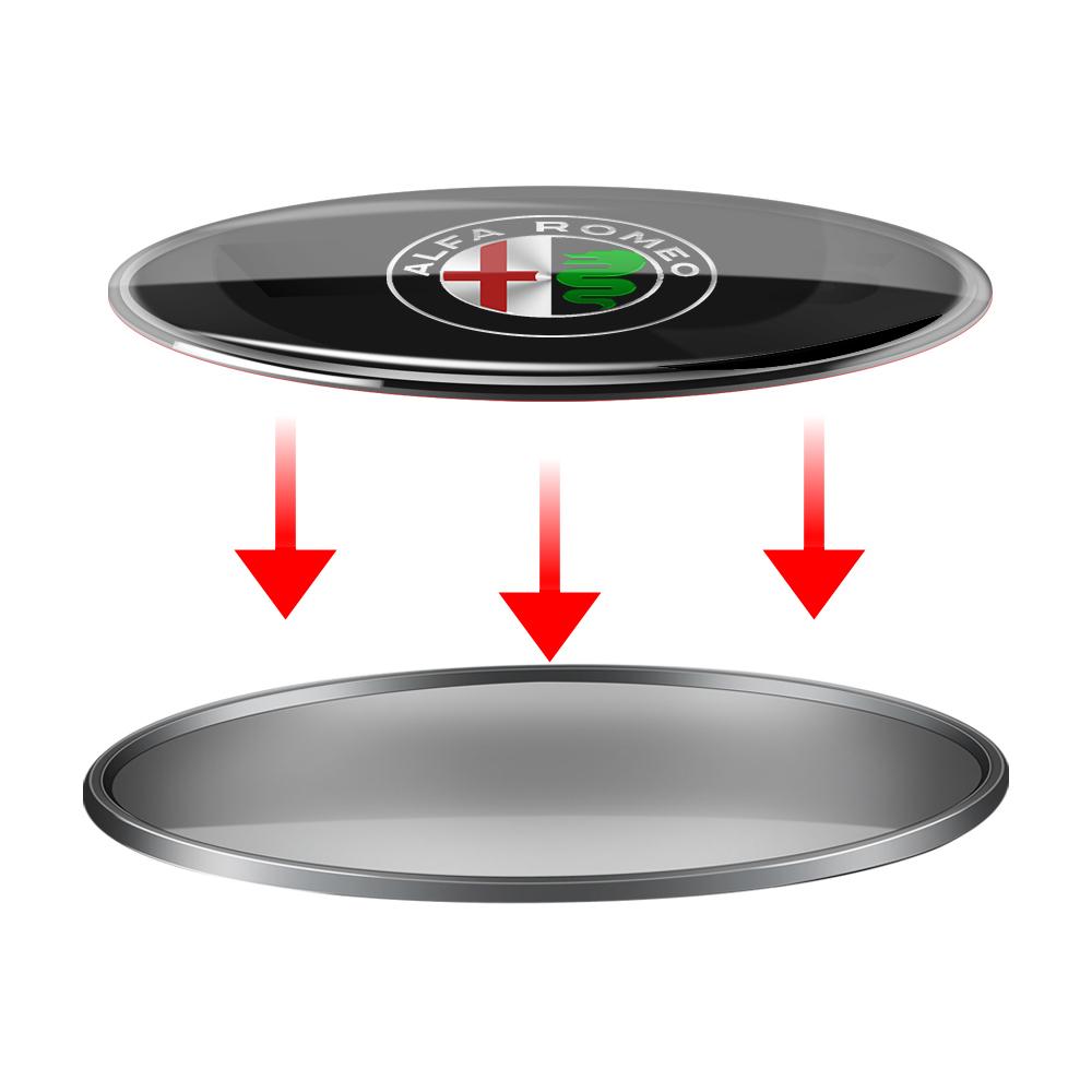 DDHQV1 1pc 3D Aluminium Ellipse Car Emblem Alfa Romeo Badge Decal Decorative Stickers For Alfa Romeo Giulietta GT 159 147 Accessories