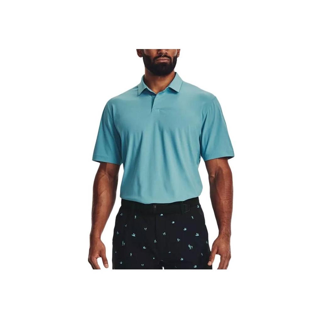 Under Armour Solid Color Double Placket Polo Shirt Men Tops Blue 1377362-400