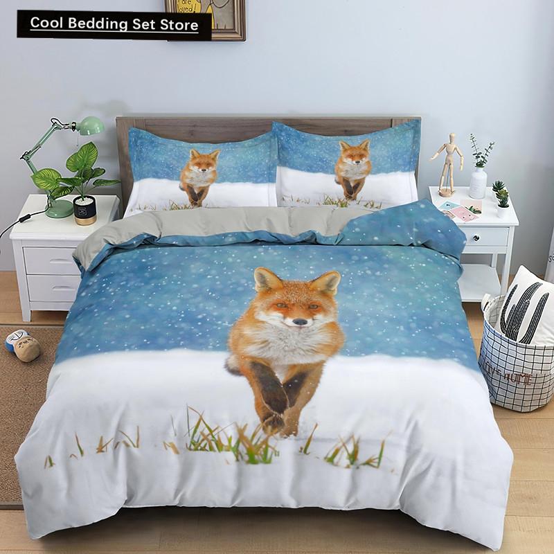 Постельное белье Животное Лиса Размер Кинг Квин 3D Милый Оранжевый Фенек Пододеяльник для Детей Подростков Взрослых Декор Спальни Покрывало