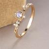 Simple Fashion Crystal Round Stone Ring White Zircon Small Square Engagement Rings For Women Vintage Gold Color Wedding Jewelry
