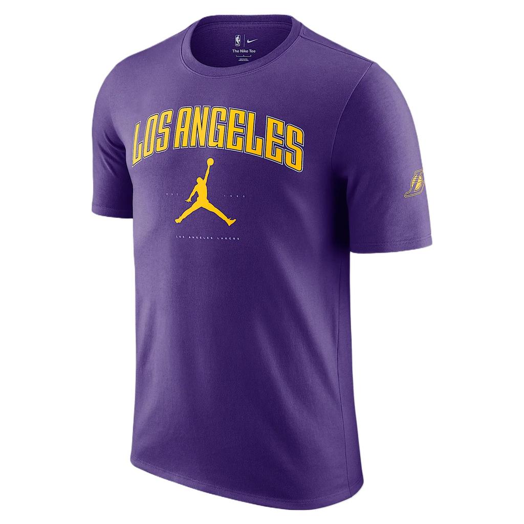 Jordan X Коллаборация НБА Los Angeles Lakers Essentials Удобная Мягкая Влагоотводящая Прохладная Футболка с Коротким Рукавом Мужские Топы Фиолетовый HQ1237-504