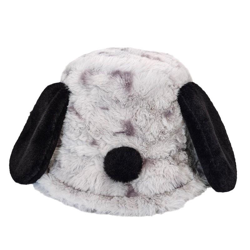 Japanese designer co-branded cute puppy ear fisherman hat for women, plush and warm for autumn and winter, with ear protection