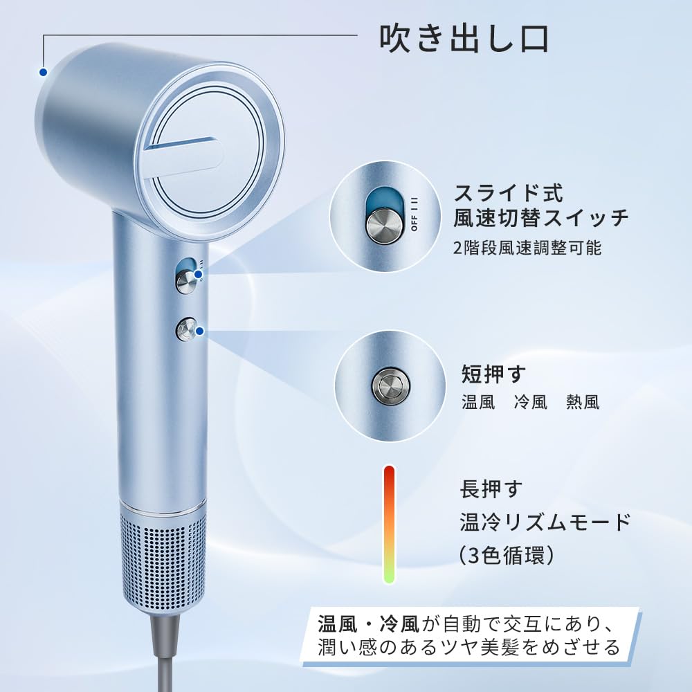 YOUMAY Large Air Volume Hair 200 Million High Negative Ion Large Air Quick High Constant Hair Cold Hot Hot Alternating Cold Air and Hot Air Low Hair