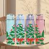 1PC Christmas Tree Pattern 750ml Color Plastic Sports Water Bottle Leakproof Flip Straw Lid Suitable for Sports Office Home Use