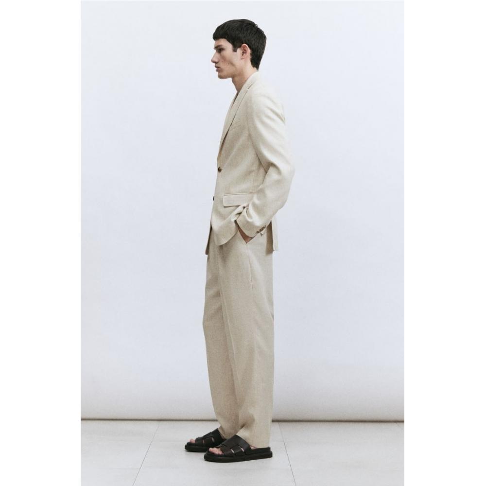 H M Linen Blend Suit Pants Regular Fit ligHt Beige