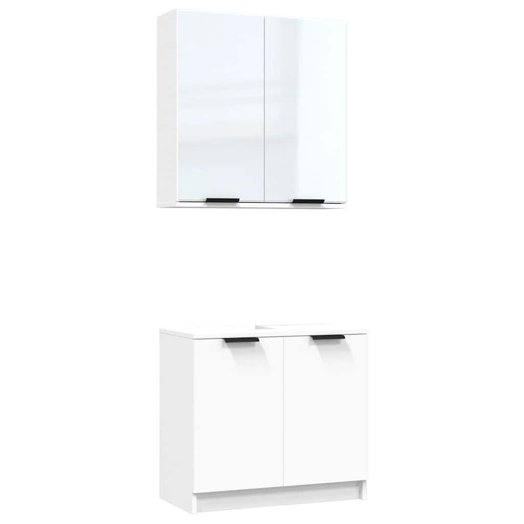 2 Piece Bathroom Furniture Set White Particleboard