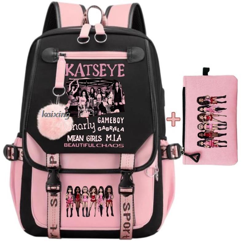 Backpack New Katseye Funny Print Girl's Large Capacity Bags Children's Teeneger School Backpacks Cute Schoolbags Sets Gift