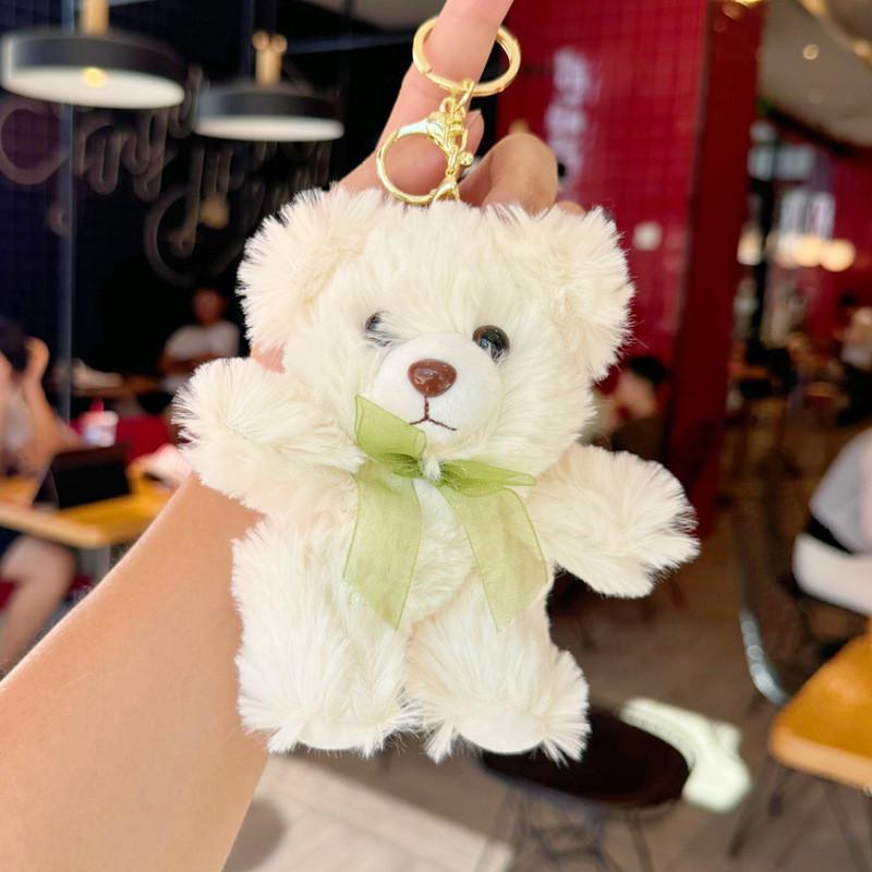 Teddy Bear Cartoon Plush Toy Bow Decoration Animal Doll Keychain Kid Pendant