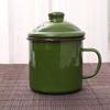 OLOEY Military Green Enamel Mug with Lid (2-Pack)