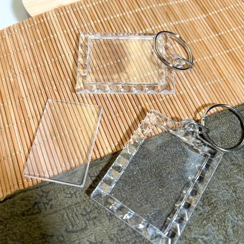 5/50pcs 2025 New Acrylic Transparent Blank Inlaid Photo Keychains Photo Frame Keychain Holder DIY Split Keychain Gift