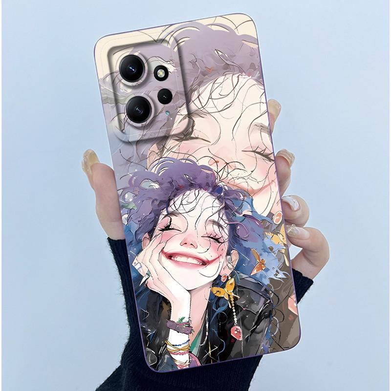 For Xiaomi Redmi Note 12 4G Phone Case Simplicity Butterflies Floral Soft Liquid Silicone Back Shell For Redmi Note12 4G Covers